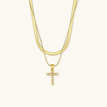 Lune gelaagde gouden initialen ketting