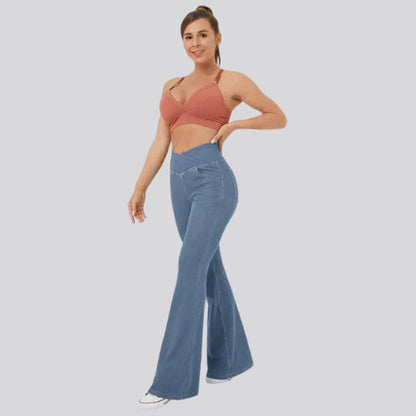 Women's High Waisted Flare Yoga Leggings - Sculpting Stretch