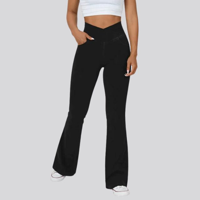 Women's High Waisted Flare Yoga Leggings - Sculpting Stretch