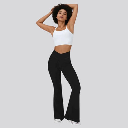 Women's High Waisted Flare Yoga Leggings - Sculpting Stretch