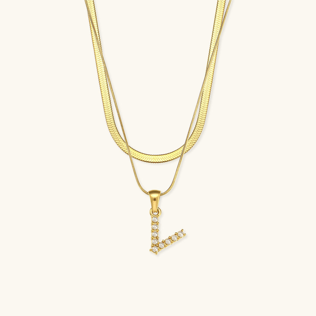 Lune gelaagde gouden initialen ketting