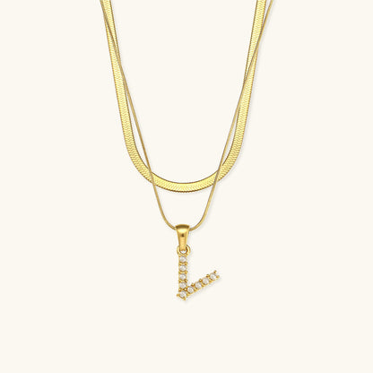 Lune gelaagde gouden initialen ketting