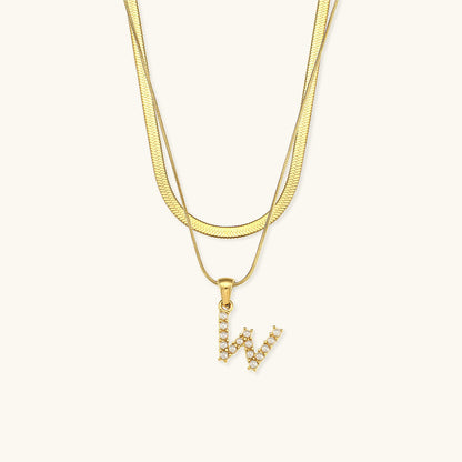 Lune gelaagde gouden initialen ketting