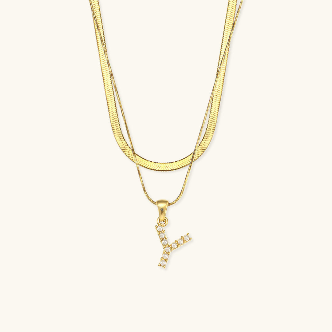 Lune gelaagde gouden initialen ketting