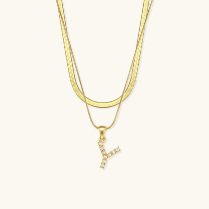 Lune gelaagde gouden initialen ketting