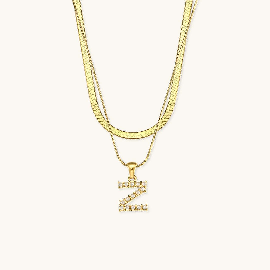 Lune gelaagde gouden initialen ketting