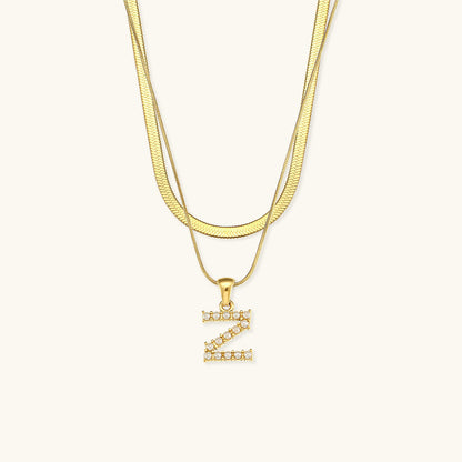Lune gelaagde gouden initialen ketting