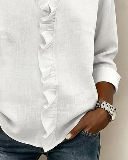 Zara - Ruffled V-Neck Blouse