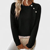 Roxanne – Elegant Asymmetrical Jumper with Button Detail