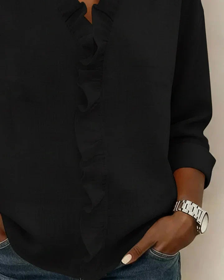 Zara - Ruffled V-Neck Blouse