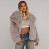 VICTORIA™ - Trendy Oversized Collar Detail Cropped Winter Jacket