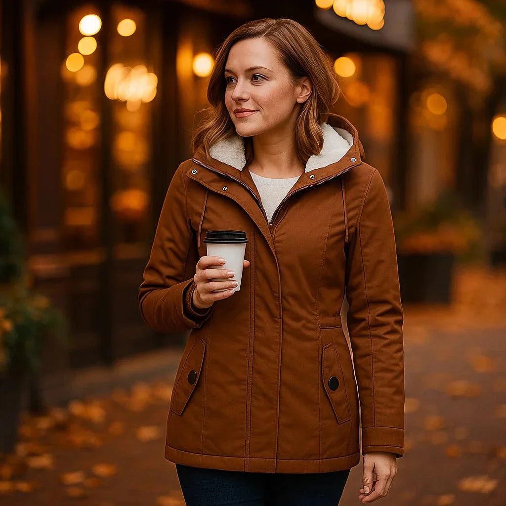 Camila Plisseret Cotton Coat - Hood - Light & Stylish