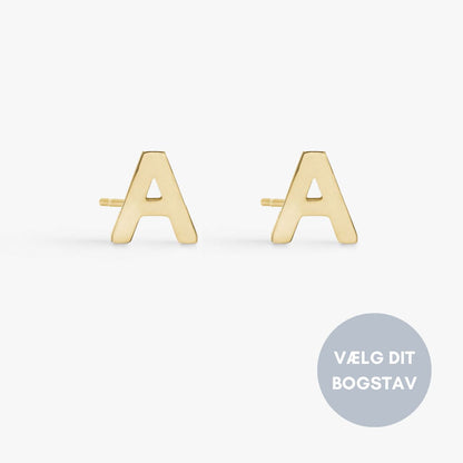 Classic Bogstav Stud Øreringe 18K Guldbelagt