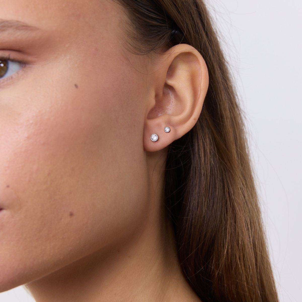 Classic Krystal Stud Øreringe Sølvfarvet 2mm/3mm