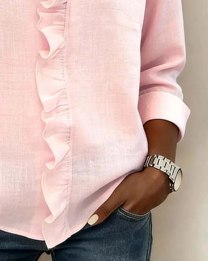Zara - Ruffled V-Neck Blouse