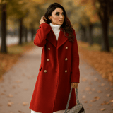 Women's Jacket - Double-Breasted - Long Sleeves - Notched Collar