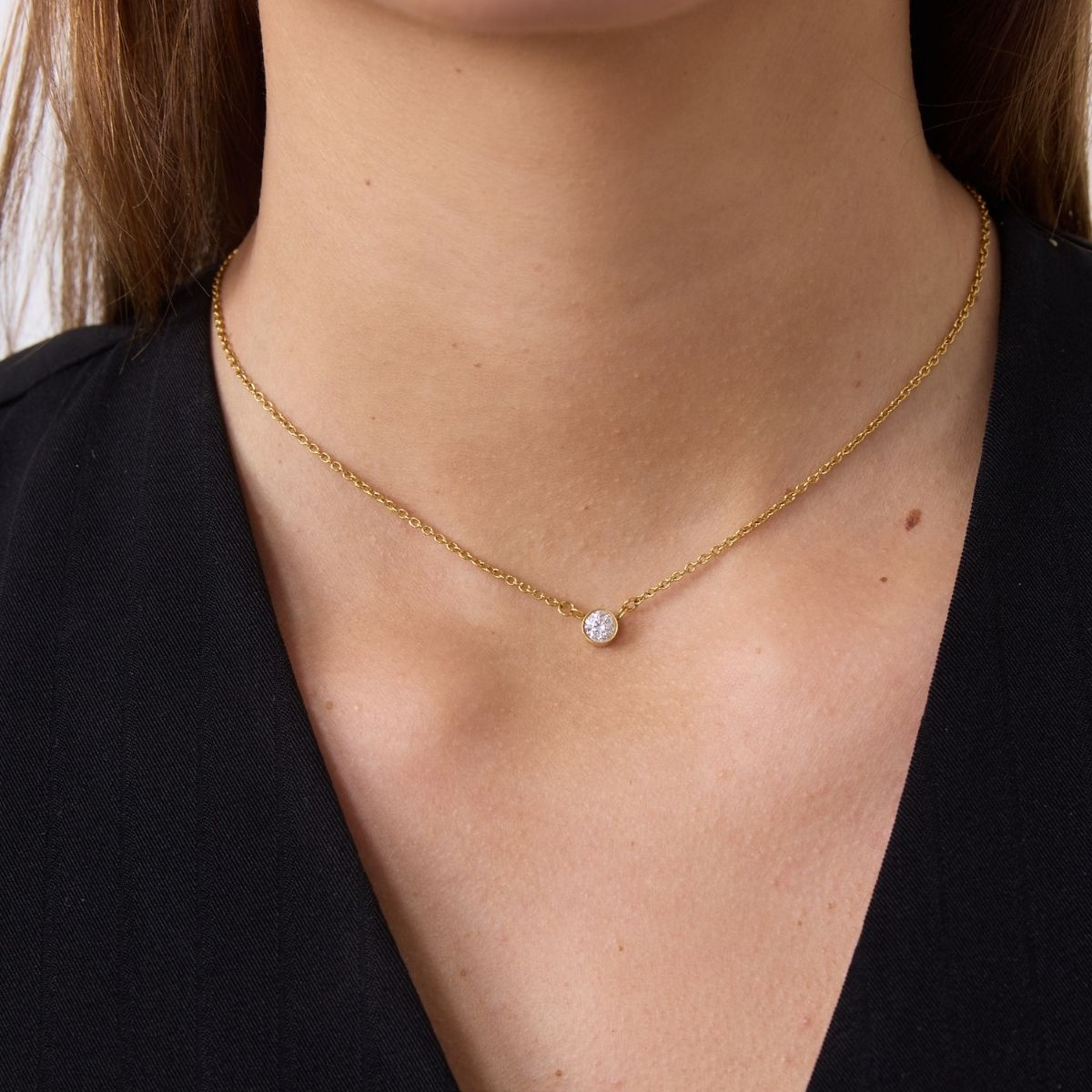 Floating Krystal Halskæde 18K Guldbelagt