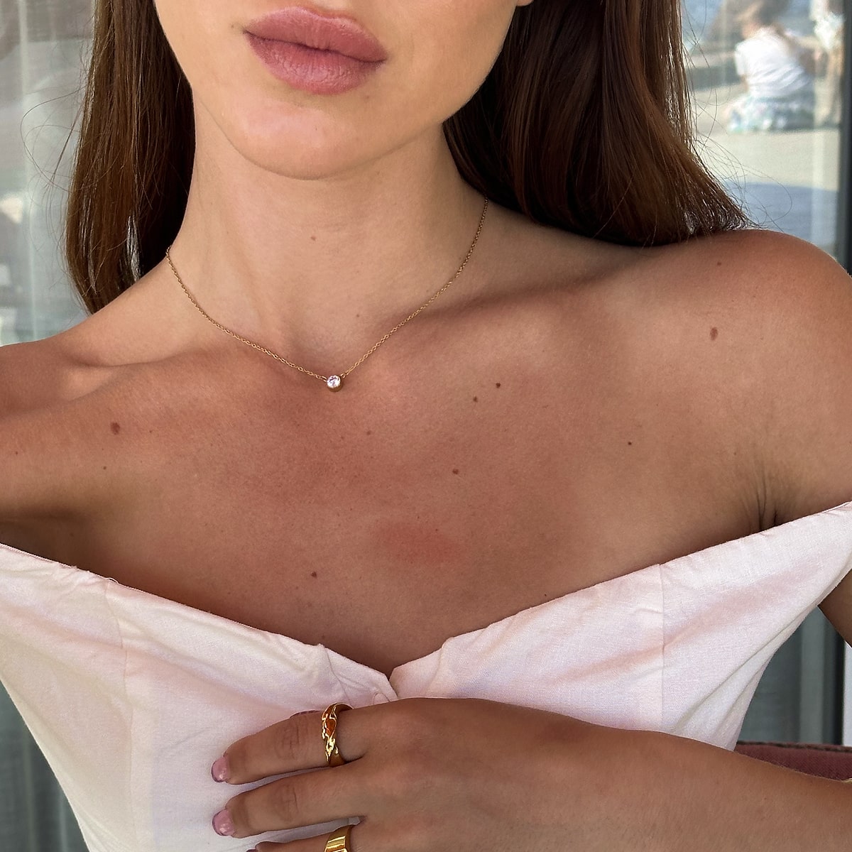 Floating Krystal Halskæde 18K Guldbelagt