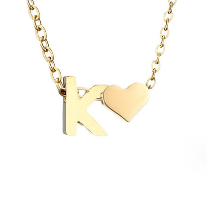 Luna - Gold Heart Letter Necklace