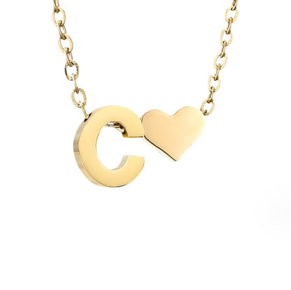 Luna - Gold Heart Letter Necklace