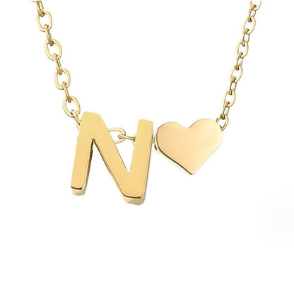 Luna - Gold Heart Letter Necklace