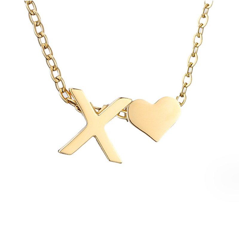 Luna - Gold Heart Letter Necklace