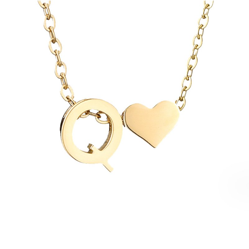 Luna - Gold Heart Letter Necklace