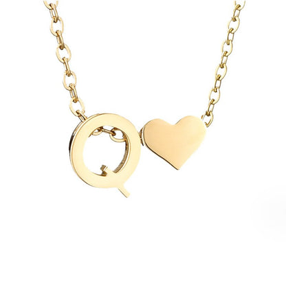 Luna - Gold Heart Letter Necklace