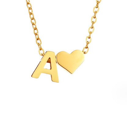 Luna - Gold Heart Letter Necklace