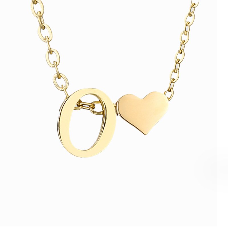 Luna - Gold Heart Letter Necklace