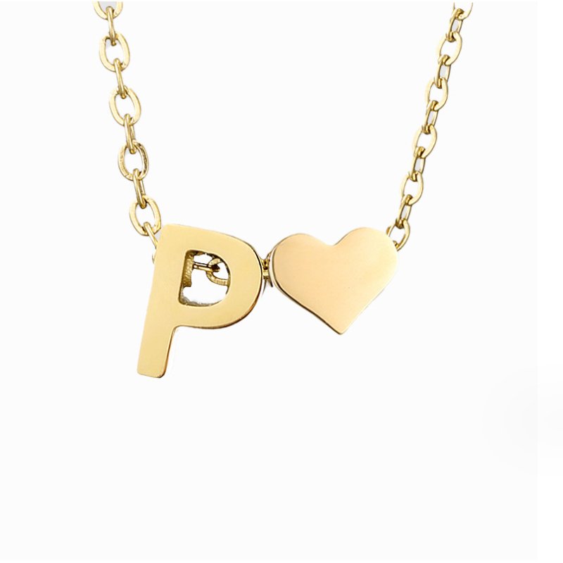 Luna - Gold Heart Letter Necklace