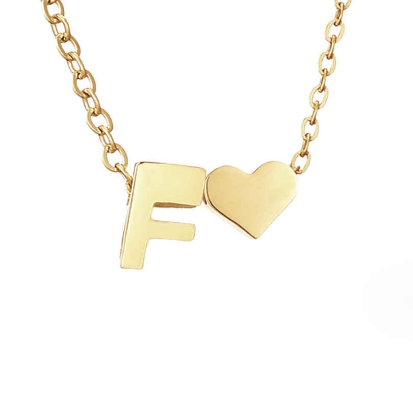 Luna - Gold Heart Letter Necklace