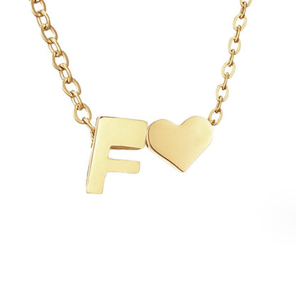 Luna - Gold Heart Letter Necklace