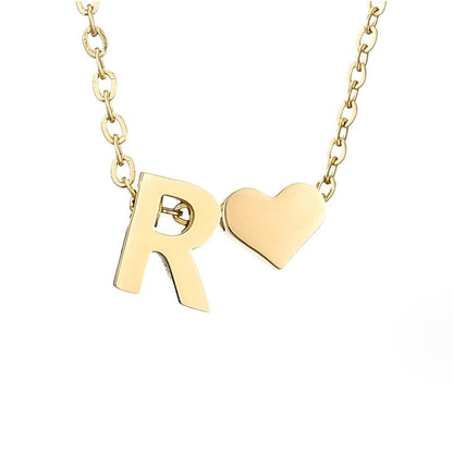 Luna - Gold Heart Letter Necklace