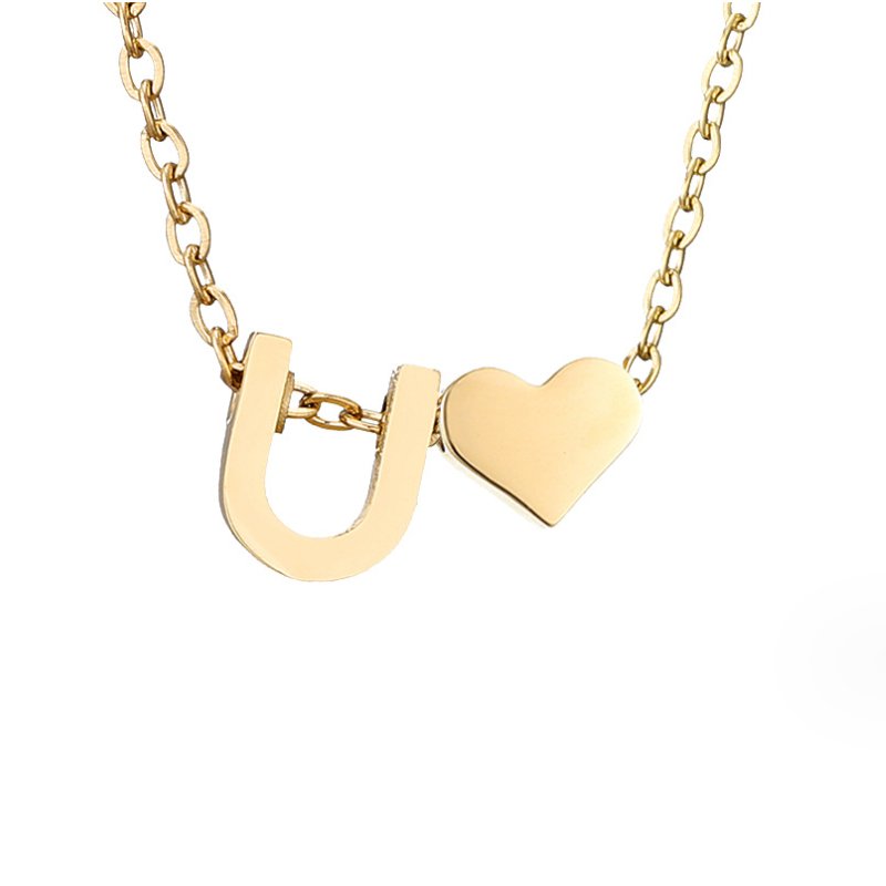 Luna - Gold Heart Letter Necklace