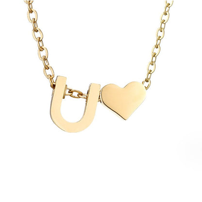 Luna - Gold Heart Letter Necklace