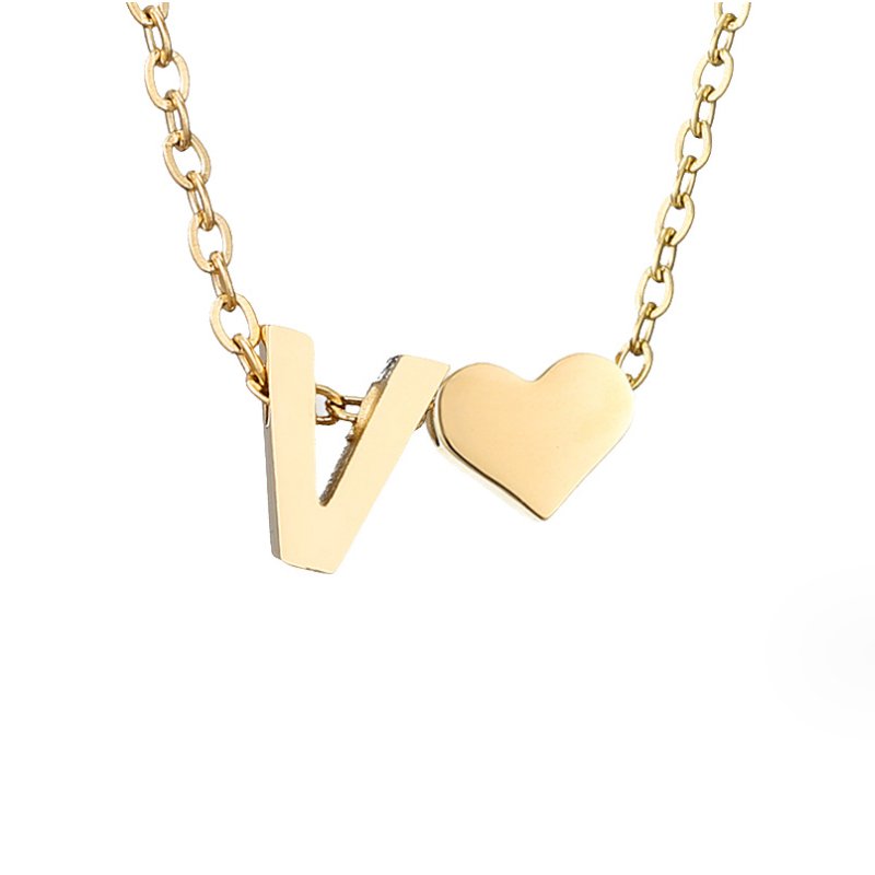 Luna - Gold Heart Letter Necklace
