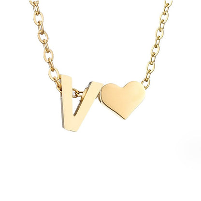 Luna - Gold Heart Letter Necklace