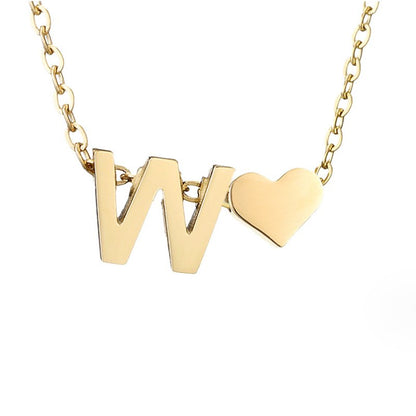 Luna - Gold Heart Letter Necklace