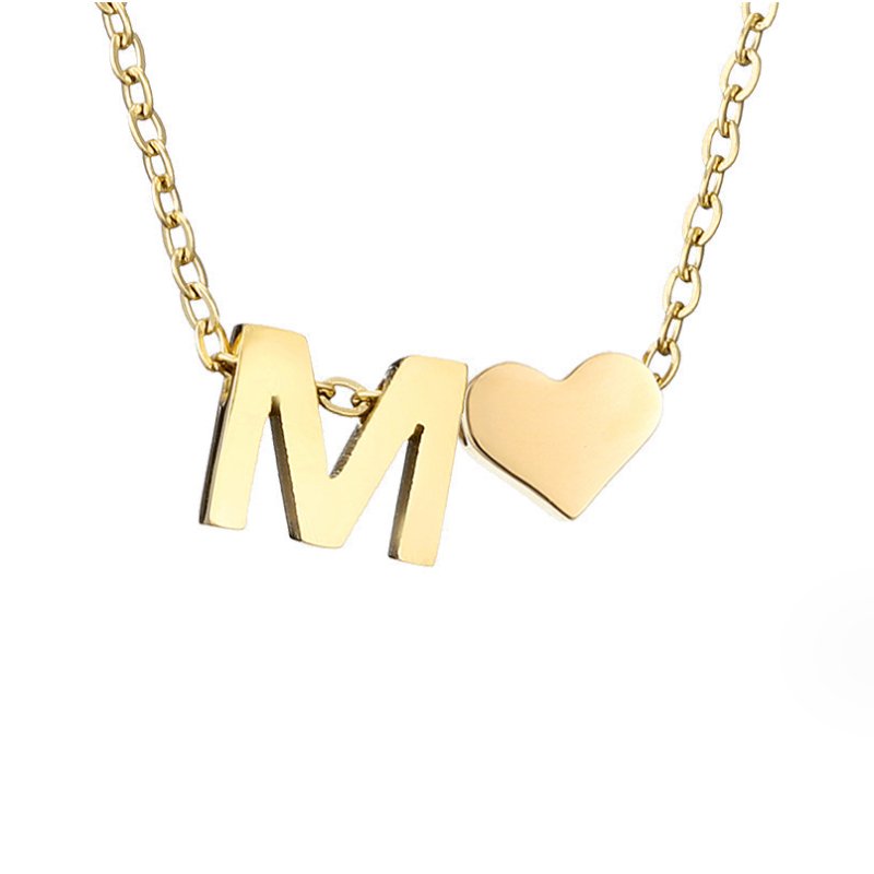 Luna - Gold Heart Letter Necklace