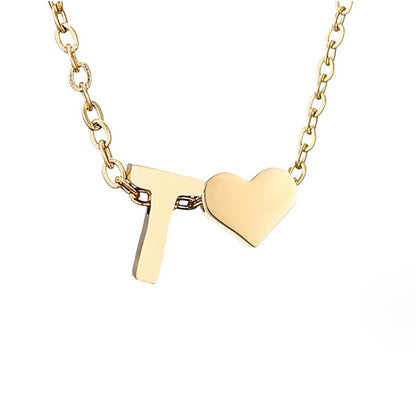 Luna - Gold Heart Letter Necklace