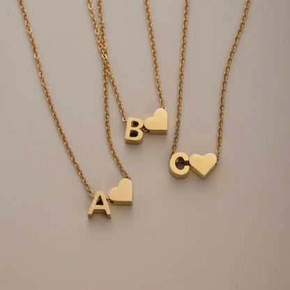 Luna - Gold Heart Letter Necklace
