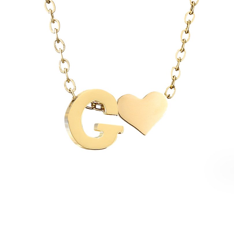 Luna - Gold Heart Letter Necklace