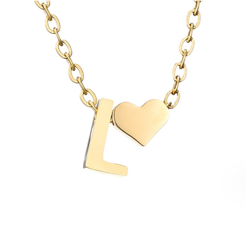 Luna - Gold Heart Letter Necklace