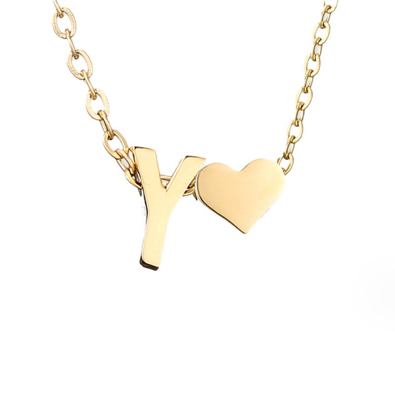 Luna - Gold Heart Letter Necklace