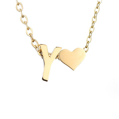 Luna - Gold Heart Letter Necklace