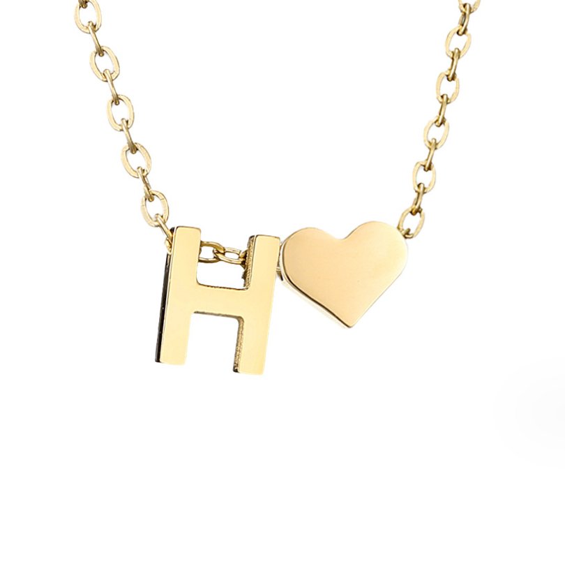 Luna - Gold Heart Letter Necklace