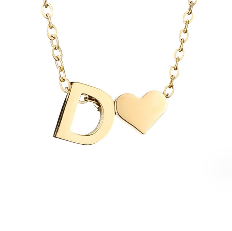 Luna - Gold Heart Letter Necklace