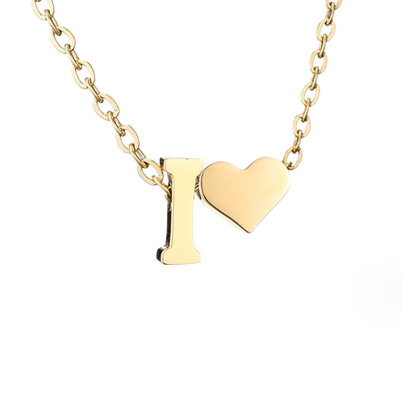 Luna - Gold Heart Letter Necklace