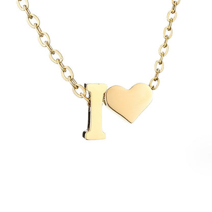 Luna - Gold Heart Letter Necklace